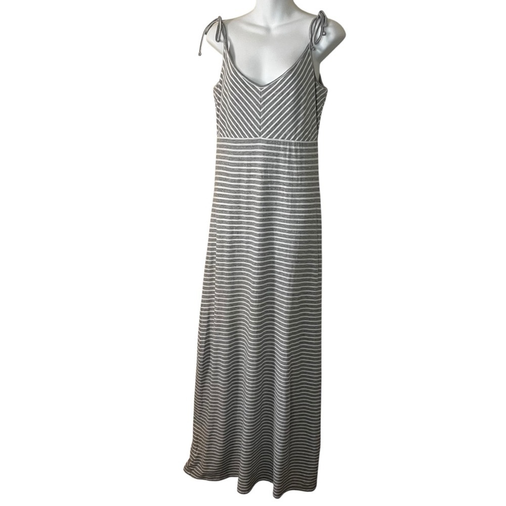 Tommy Bahama Striped Gray Sleeveless Maxi Dress Size S